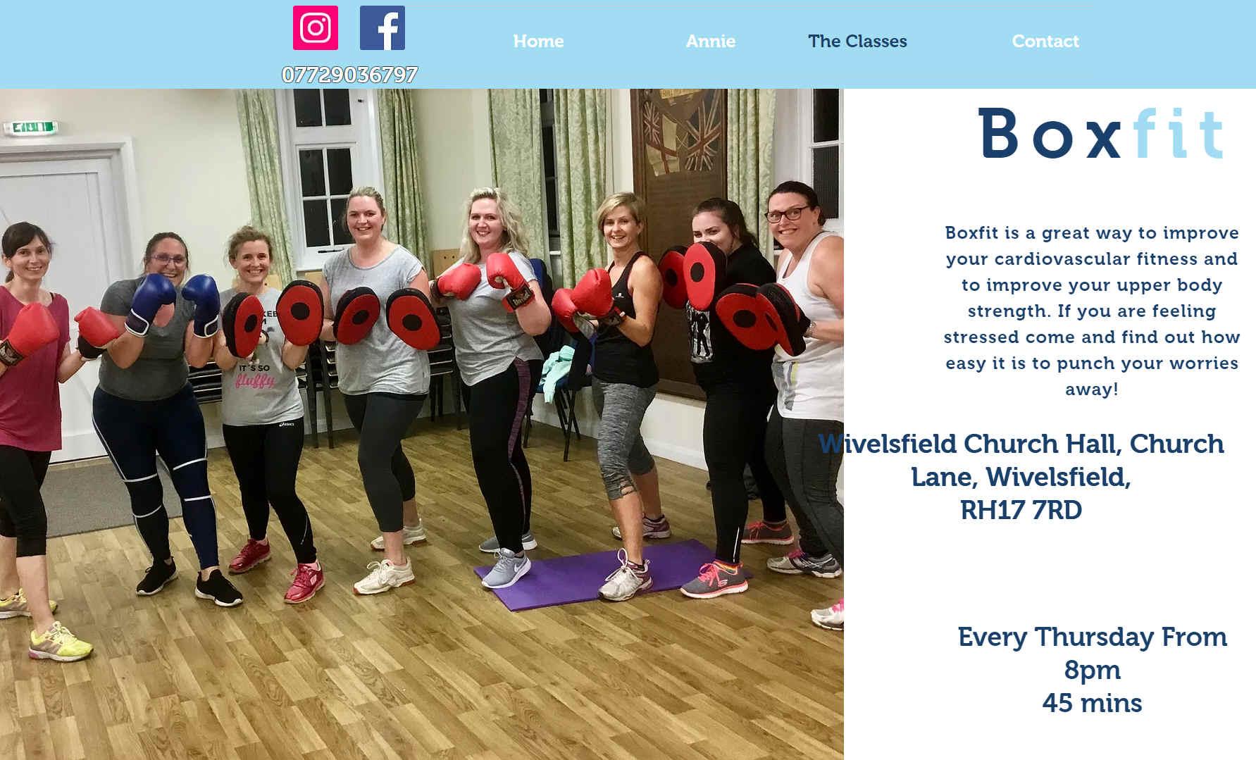 Boxing and pad cardio exercise Wivelsfield Church Hall